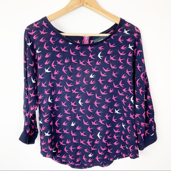 Anthropologie Tops - Maeve Anthropologie women’s 0 petite bird navy